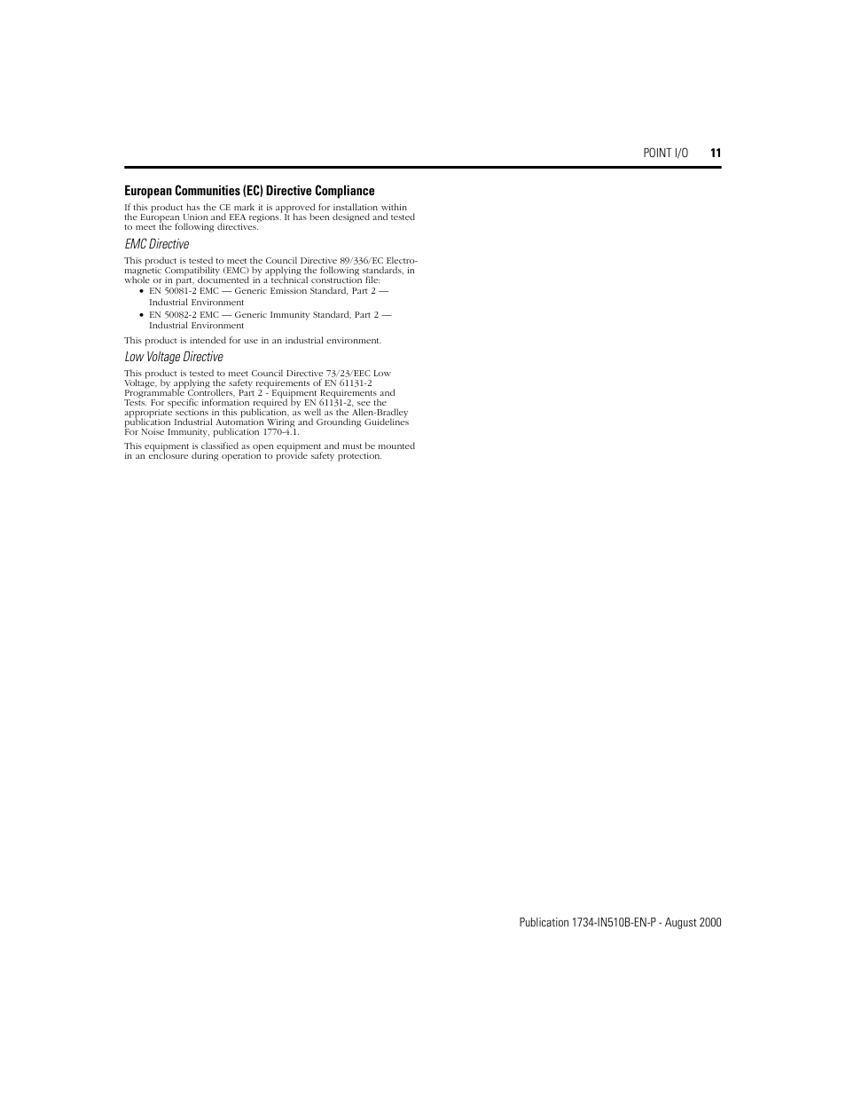 European communities (ec) directive compliance | Rockwell Automation 1734 Point I/O Installation Instructions User Manual | Page 11 / 12