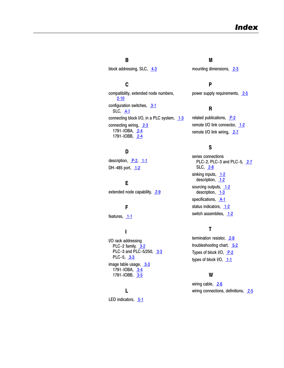 Index | Rockwell Automation 1791-IOBB USER MANUAL User Manual | Page 33 / 34