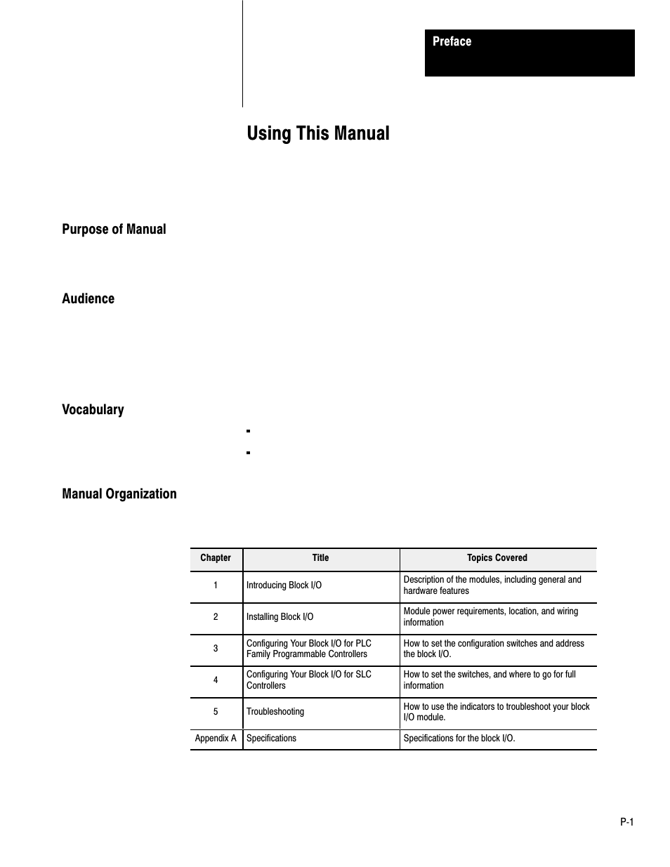 Preface, Using this manual | Rockwell Automation 1791-IOBB USER MANUAL User Manual | Page 5 / 34