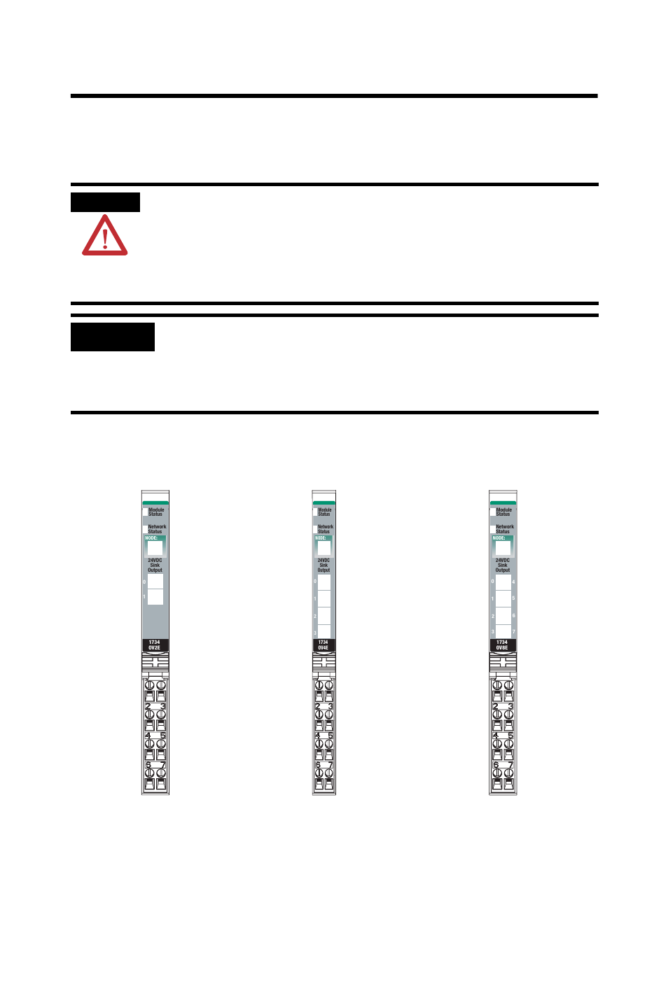 Wire the module, Refer to the figures to wire the module | Rockwell Automation 1734-OV2E_4E_8E POINT I/O Protected Sink Output Module Installation Instructions User Manual | Page 14 / 28
