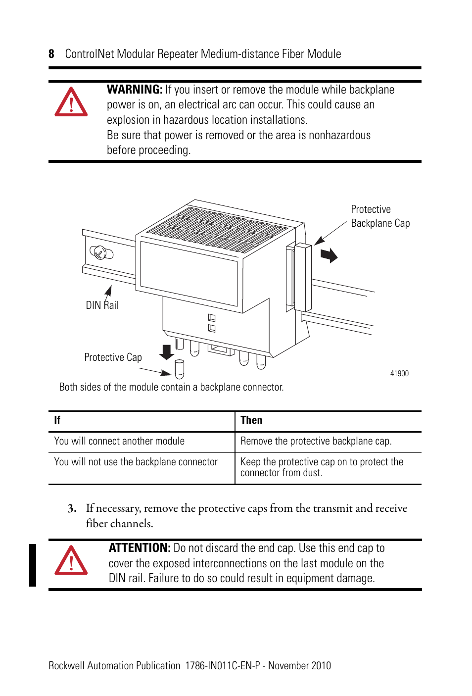 Rockwell Automation 1786-RPFM ControlNet Modular Repeater Med-distance Fiber Module Installation Instructio User Manual | Page 8 / 20