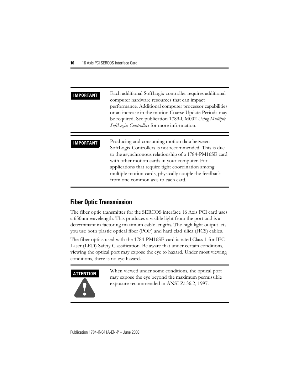 Rockwell Automation 1784-PM16SE 16 Axis PCI SERCOS interface Card Installation Instructions User Manual | Page 16 / 28