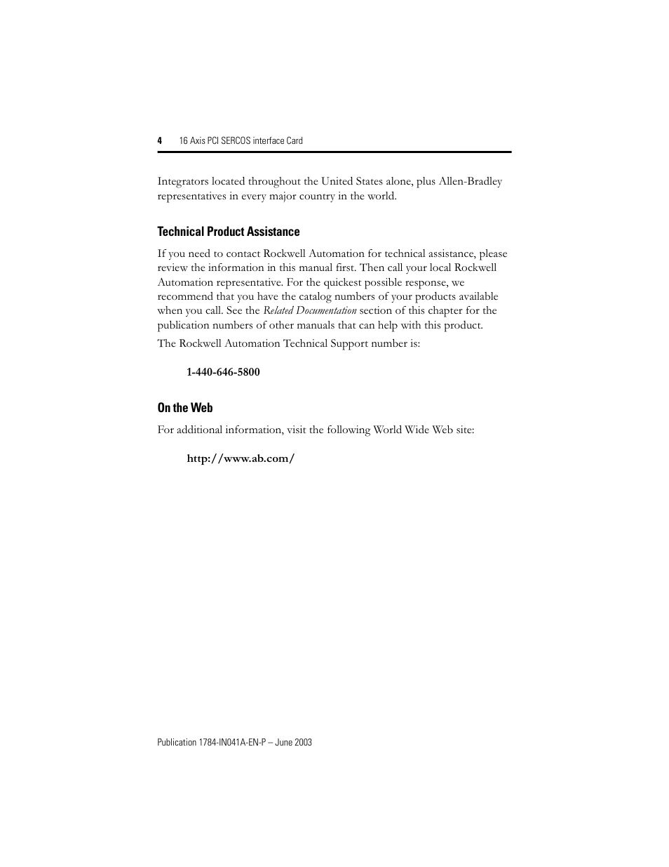 Rockwell Automation 1784-PM16SE 16 Axis PCI SERCOS interface Card Installation Instructions User Manual | Page 4 / 28