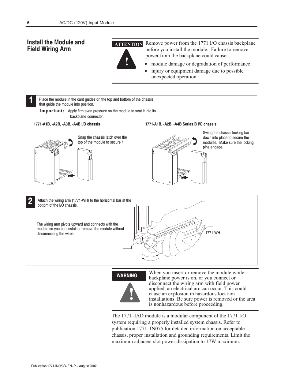 Rockwell Automation 1771-IAD AC/DC (120V)Input Installation Instructions User Manual | Page 6 / 12