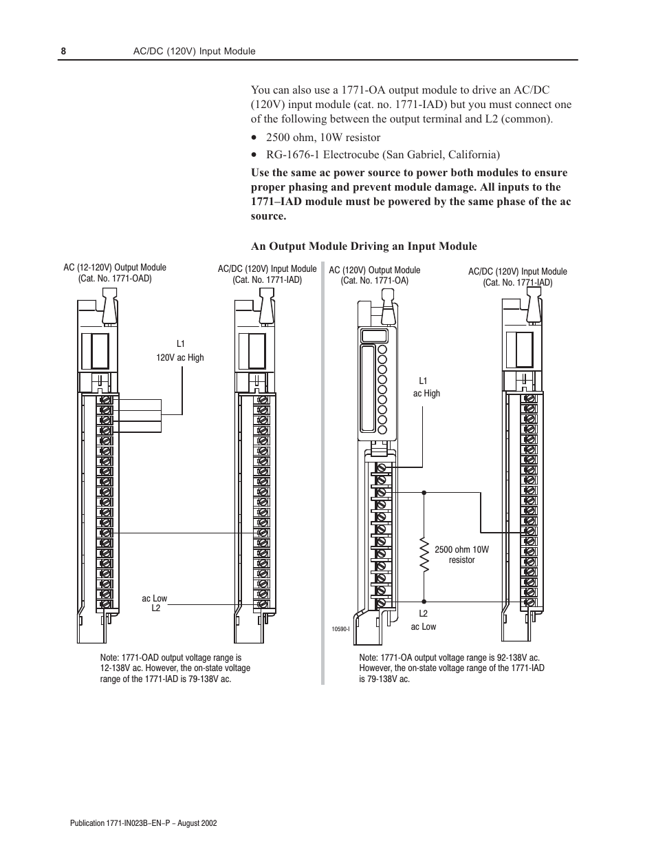 Rockwell Automation 1771-IAD AC/DC (120V)Input Installation Instructions User Manual | Page 8 / 12