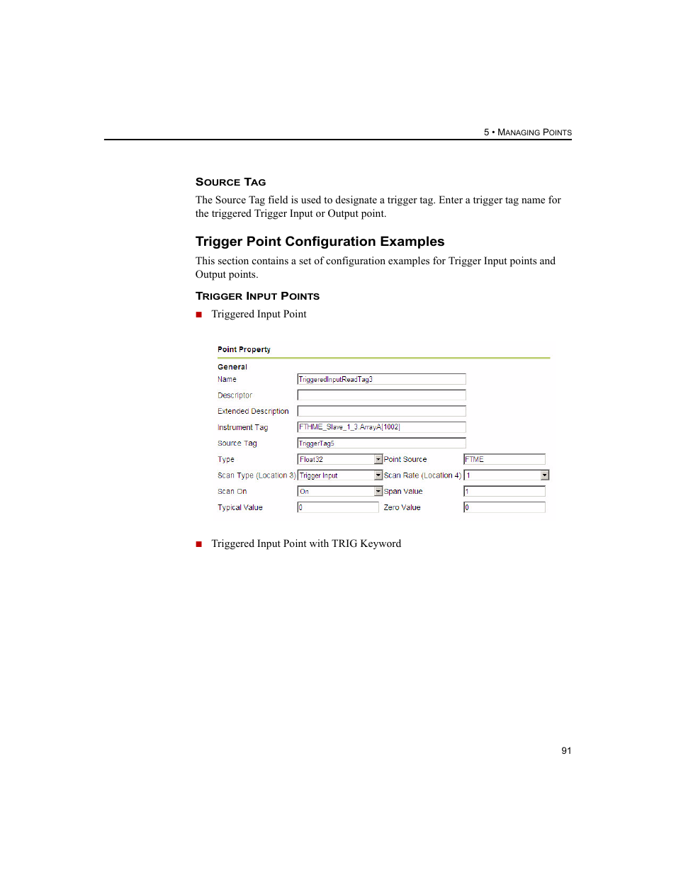 Trigger point configuration examples, E “trigger point configuration examples | Rockwell Automation 1756-HIST2G FactoryTalk Historian ME 2.2  User Manual | Page 101 / 330