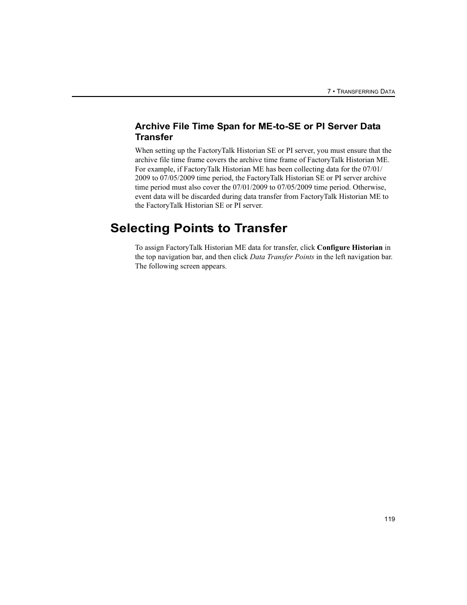 Selecting points to transfer | Rockwell Automation 1756-HIST2G FactoryTalk Historian ME 2.2  User Manual | Page 129 / 330