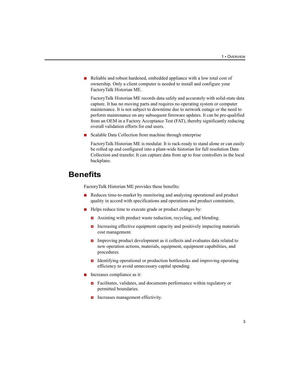 Benefits | Rockwell Automation 1756-HIST2G FactoryTalk Historian ME 2.2  User Manual | Page 13 / 330