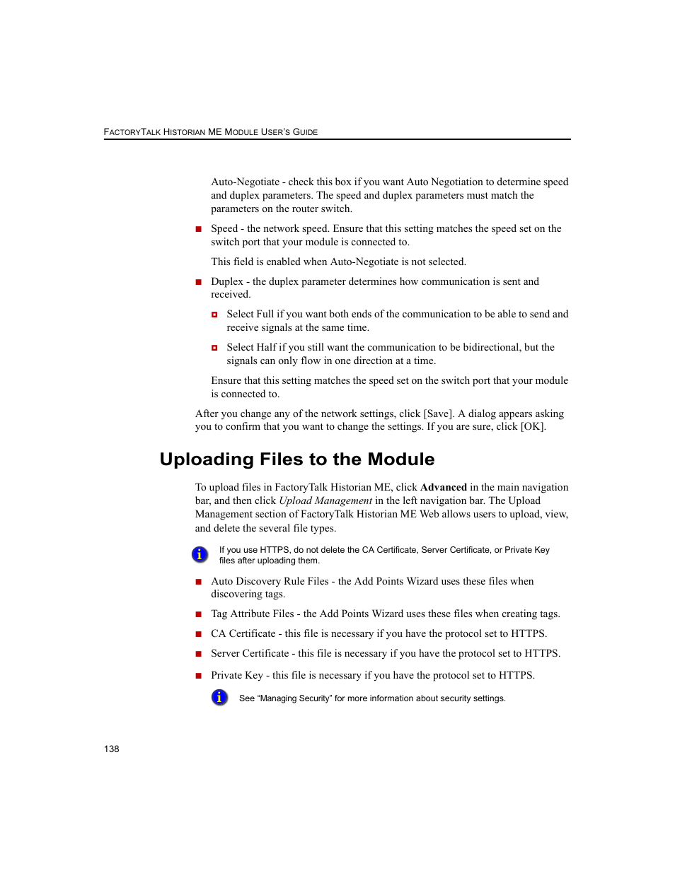 Uploading files to the module | Rockwell Automation 1756-HIST2G FactoryTalk Historian ME 2.2  User Manual | Page 148 / 330