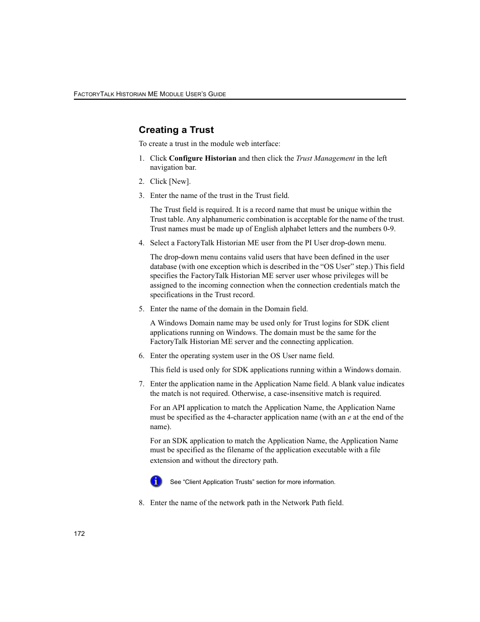 Creating a trust | Rockwell Automation 1756-HIST2G FactoryTalk Historian ME 2.2  User Manual | Page 182 / 330