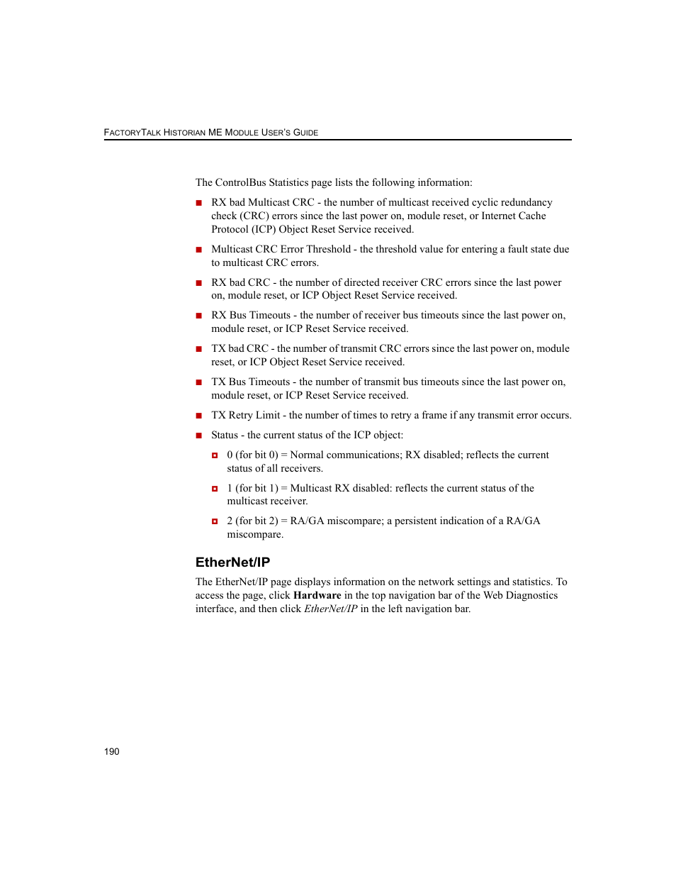 Ethernet/ip | Rockwell Automation 1756-HIST2G FactoryTalk Historian ME 2.2  User Manual | Page 200 / 330
