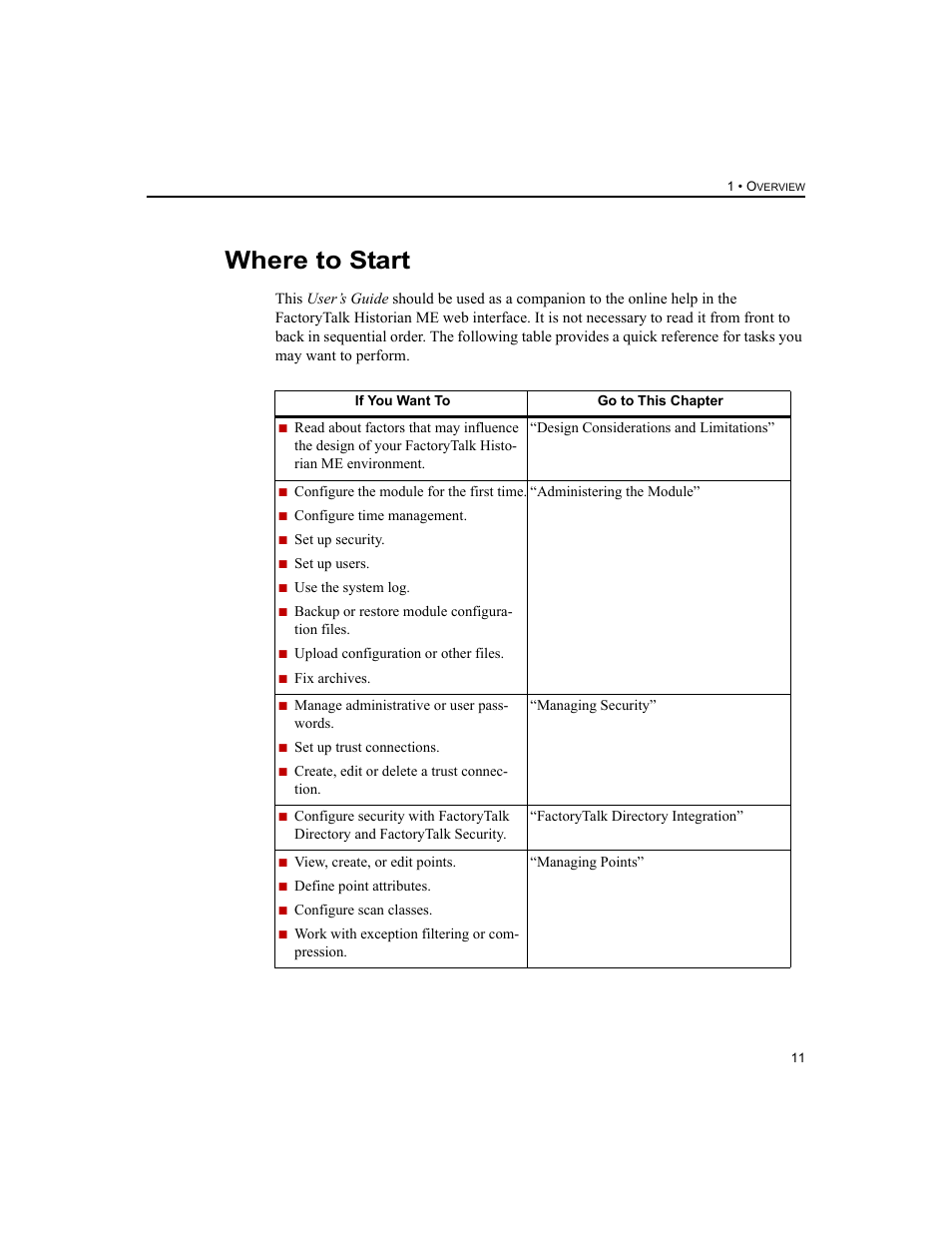 Where to start | Rockwell Automation 1756-HIST2G FactoryTalk Historian ME 2.2  User Manual | Page 21 / 330