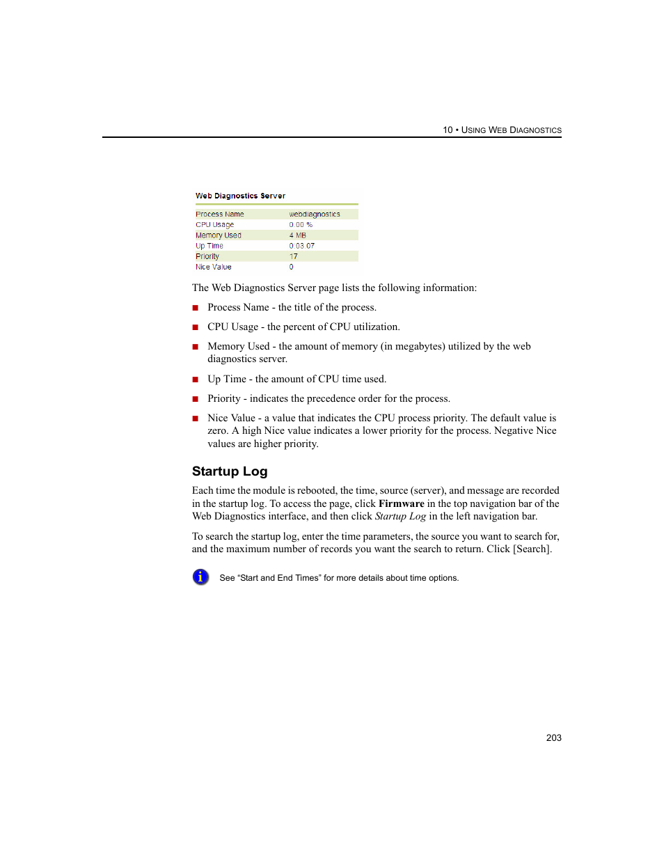 Startup log | Rockwell Automation 1756-HIST2G FactoryTalk Historian ME 2.2  User Manual | Page 213 / 330
