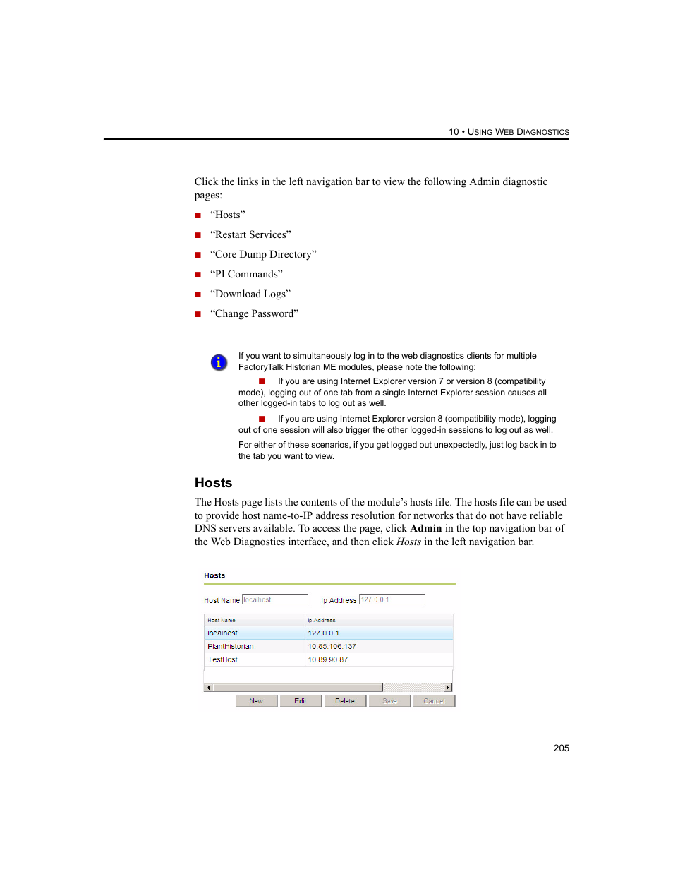 Hosts | Rockwell Automation 1756-HIST2G FactoryTalk Historian ME 2.2  User Manual | Page 215 / 330