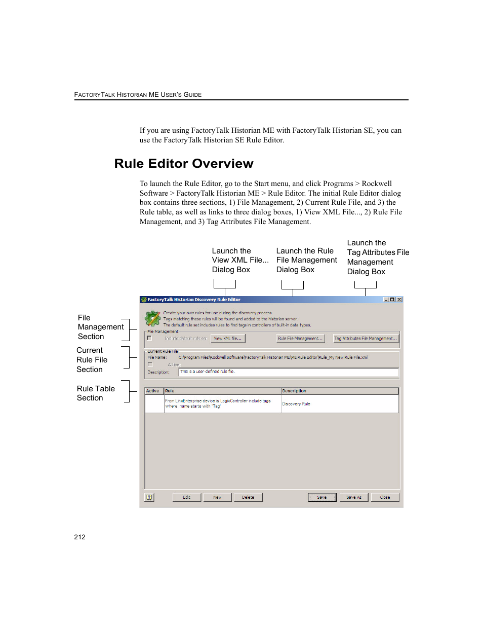 Rule editor overview | Rockwell Automation 1756-HIST2G FactoryTalk Historian ME 2.2  User Manual | Page 222 / 330