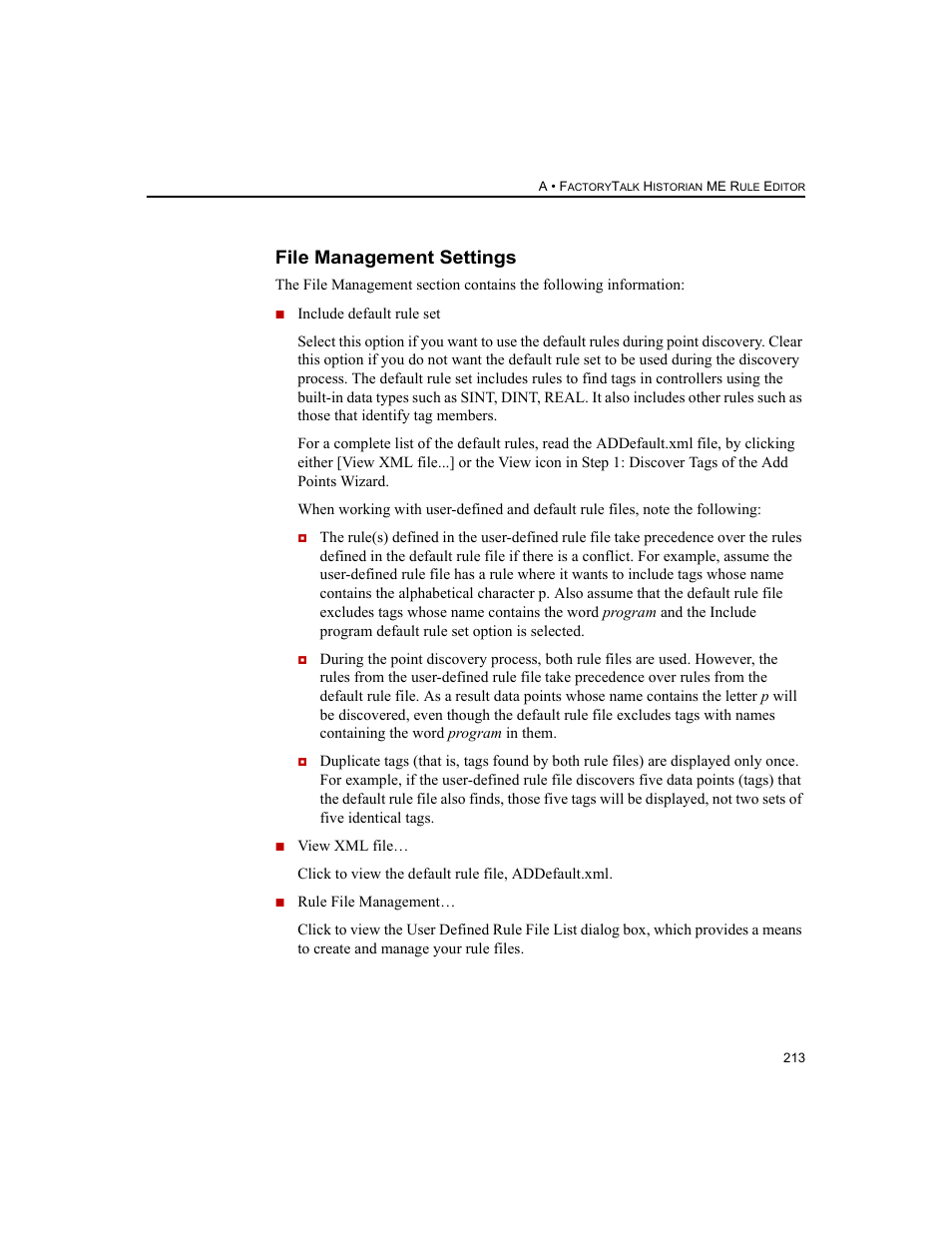 File management settings | Rockwell Automation 1756-HIST2G FactoryTalk Historian ME 2.2  User Manual | Page 223 / 330