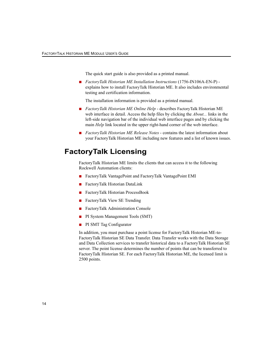 Factorytalk licensing | Rockwell Automation 1756-HIST2G FactoryTalk Historian ME 2.2  User Manual | Page 24 / 330