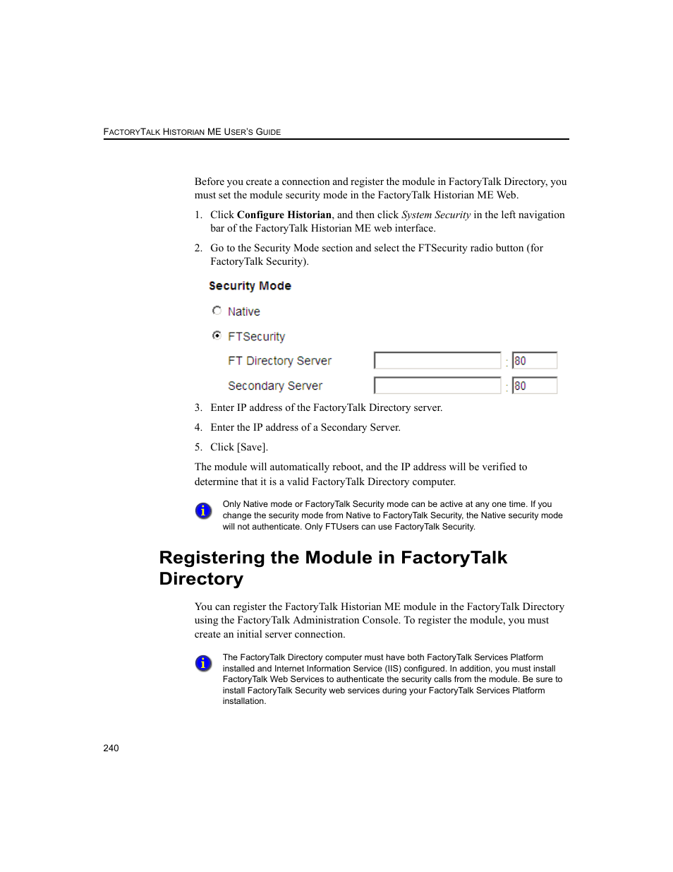Registering the module in factorytalk directory | Rockwell Automation 1756-HIST2G FactoryTalk Historian ME 2.2  User Manual | Page 250 / 330