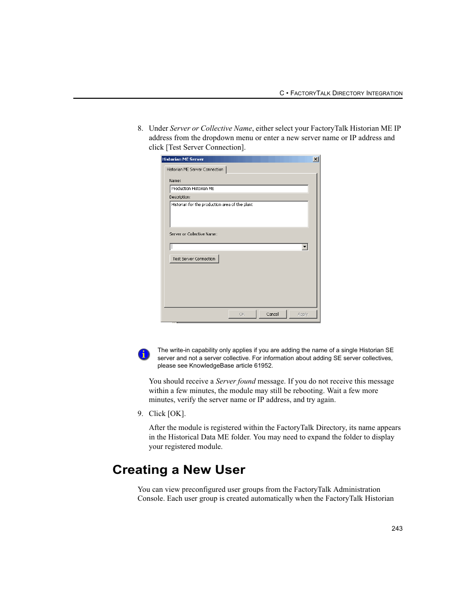 Creating a new user | Rockwell Automation 1756-HIST2G FactoryTalk Historian ME 2.2  User Manual | Page 253 / 330