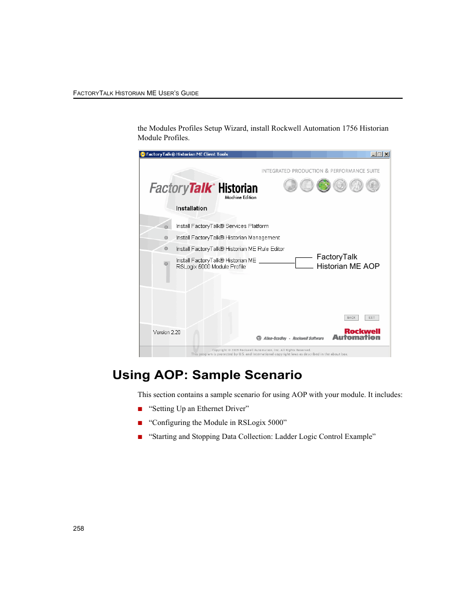 Using aop: sample scenario | Rockwell Automation 1756-HIST2G FactoryTalk Historian ME 2.2  User Manual | Page 268 / 330