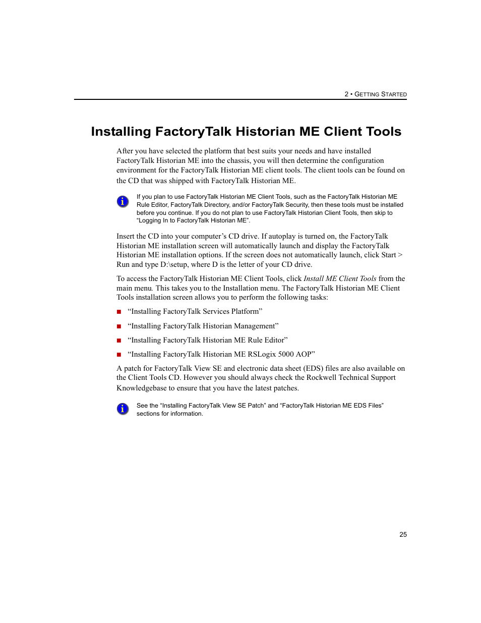 Installing factorytalk historian me client tools | Rockwell Automation 1756-HIST2G FactoryTalk Historian ME 2.2  User Manual | Page 35 / 330