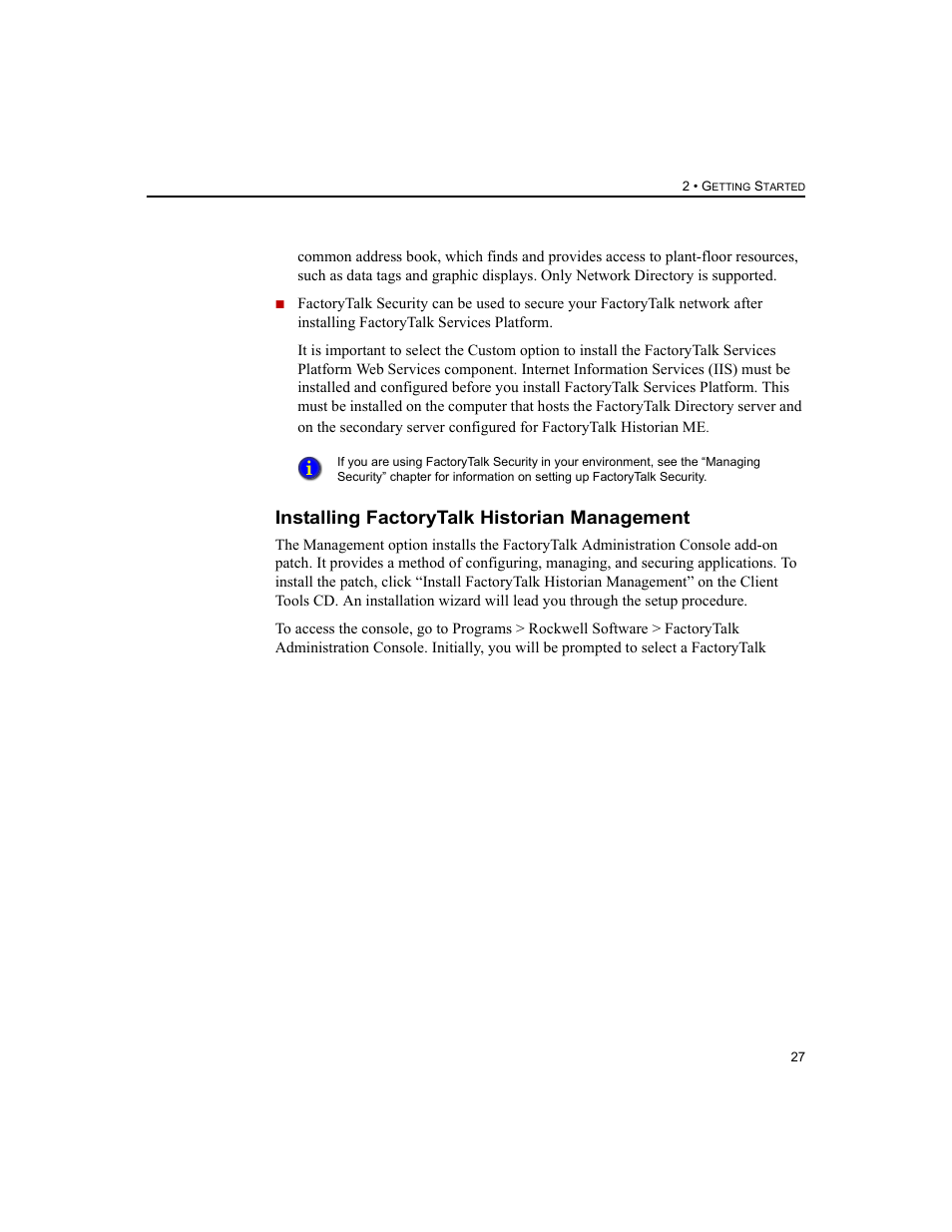 Installing factorytalk historian management | Rockwell Automation 1756-HIST2G FactoryTalk Historian ME 2.2  User Manual | Page 37 / 330