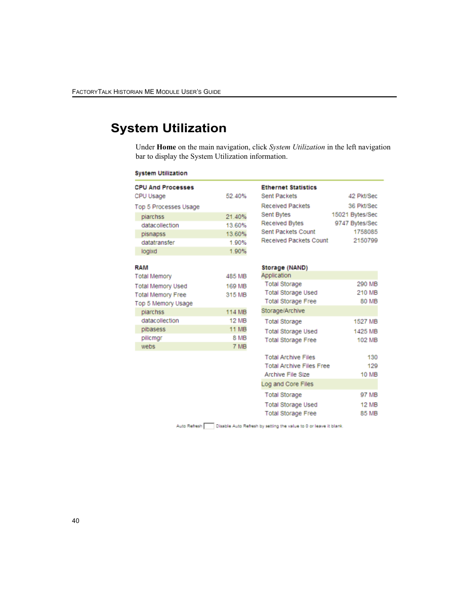 System utilization | Rockwell Automation 1756-HIST2G FactoryTalk Historian ME 2.2  User Manual | Page 50 / 330