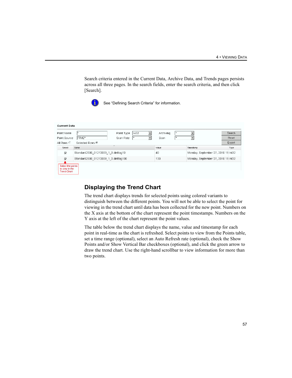 Displaying the trend chart | Rockwell Automation 1756-HIST2G FactoryTalk Historian ME 2.2  User Manual | Page 67 / 330