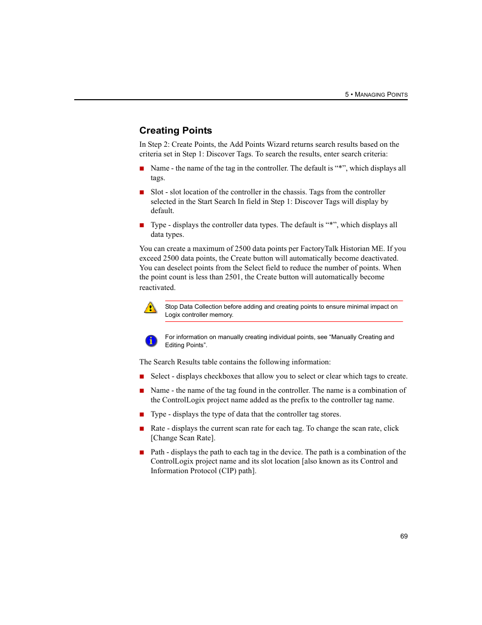 Creating points | Rockwell Automation 1756-HIST2G FactoryTalk Historian ME 2.2  User Manual | Page 79 / 330