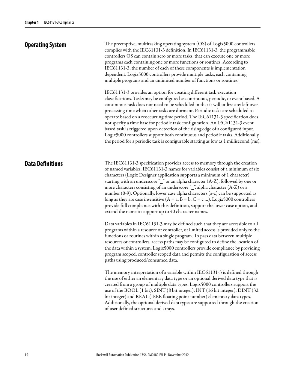 Operating system, Data definitions, Operating system data definitions | Rockwell Automation Logix5000 Controllers IEC 61131-3 Compliance Programming Manual User Manual | Page 10 / 22