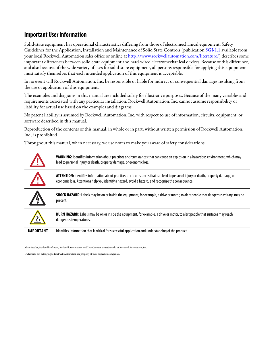 Important user information | Rockwell Automation Logix5000 Controllers IEC 61131-3 Compliance Programming Manual User Manual | Page 2 / 22