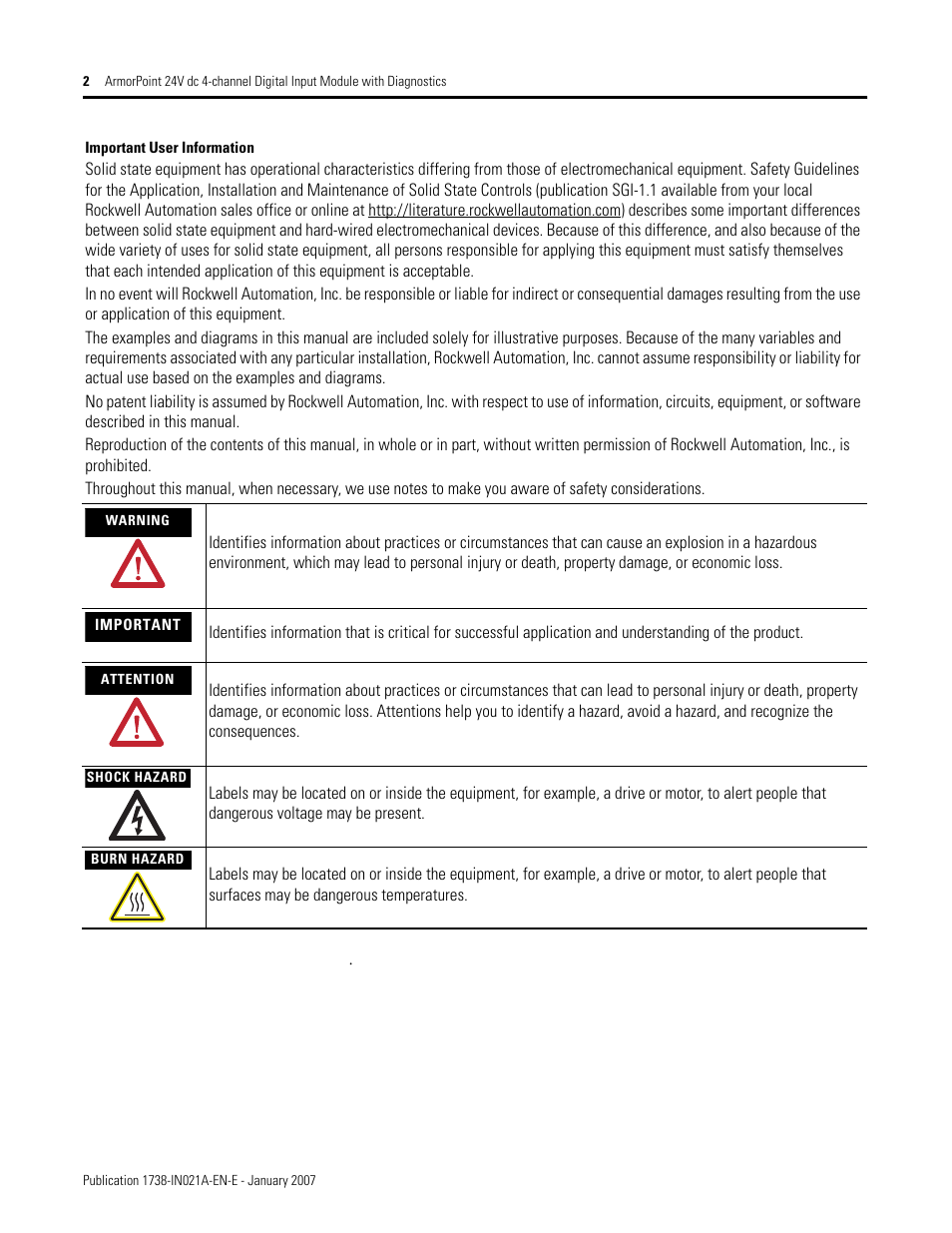 Rockwell Automation 1738-IB4DM12 ArmorPoint 24V dc 4-channel Digital Input Module with Diagnostics I.I. User Manual | Page 2 / 14