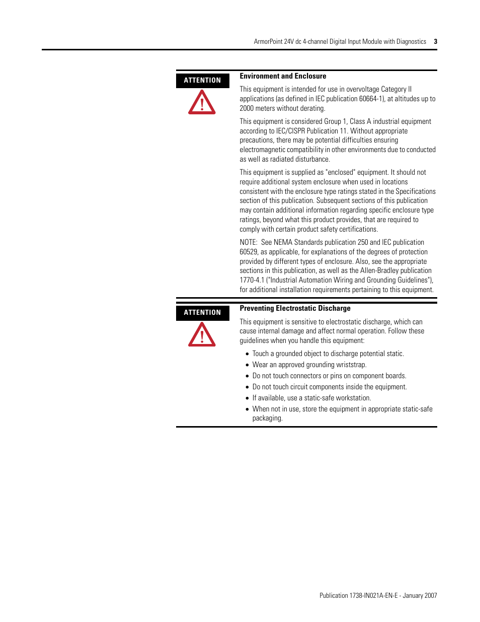 Rockwell Automation 1738-IB4DM12 ArmorPoint 24V dc 4-channel Digital Input Module with Diagnostics I.I. User Manual | Page 3 / 14