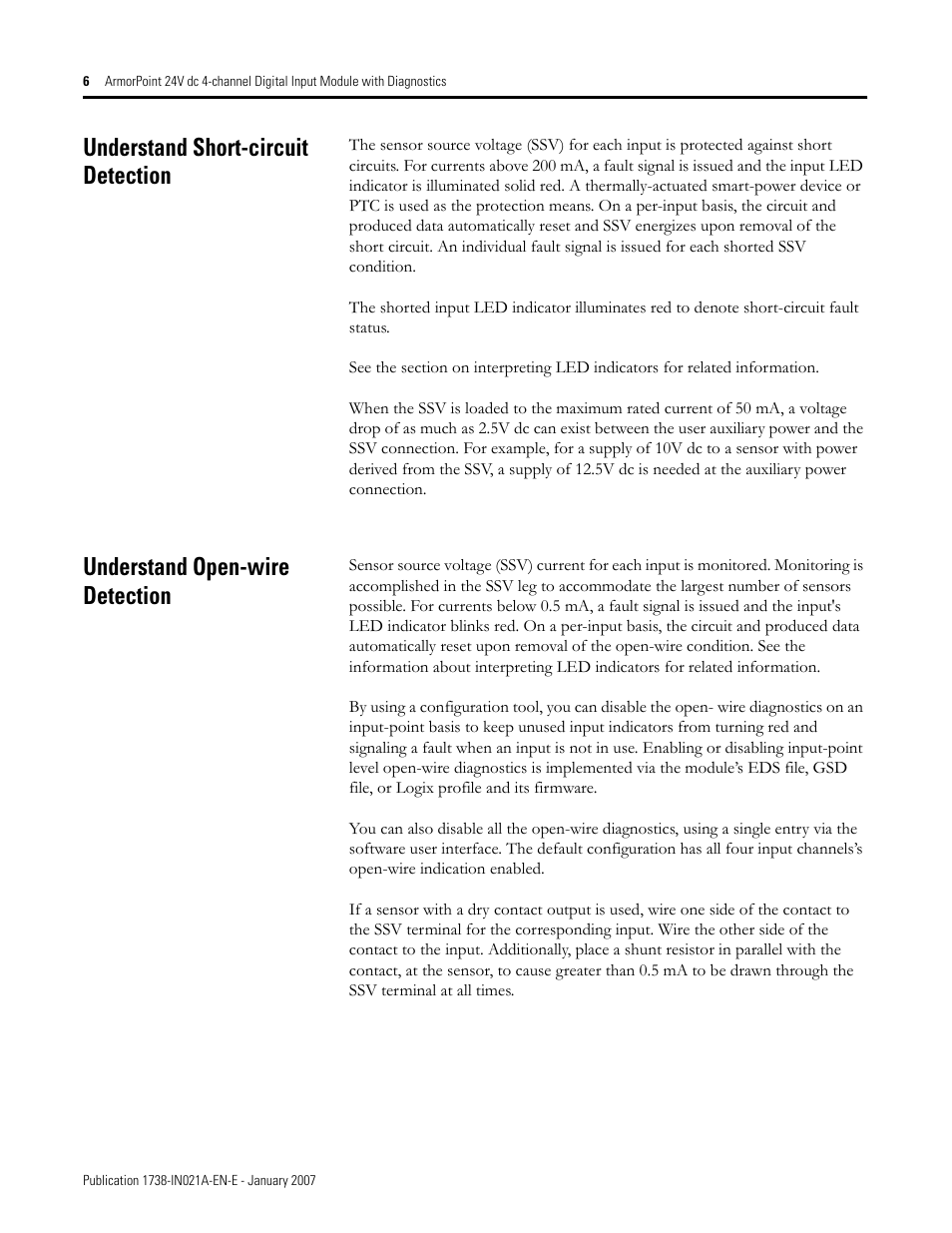 Understand short-circuit detection, Understand open-wire detection | Rockwell Automation 1738-IB4DM12 ArmorPoint 24V dc 4-channel Digital Input Module with Diagnostics I.I. User Manual | Page 6 / 14