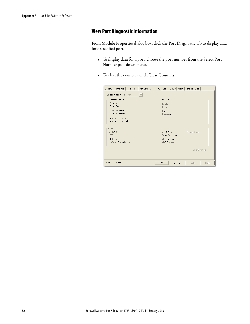 View port diagnostic information | Rockwell Automation 1783-EMS08T Stratix 6000 Ethernet Managed Switch User Manual User Manual | Page 82 / 94