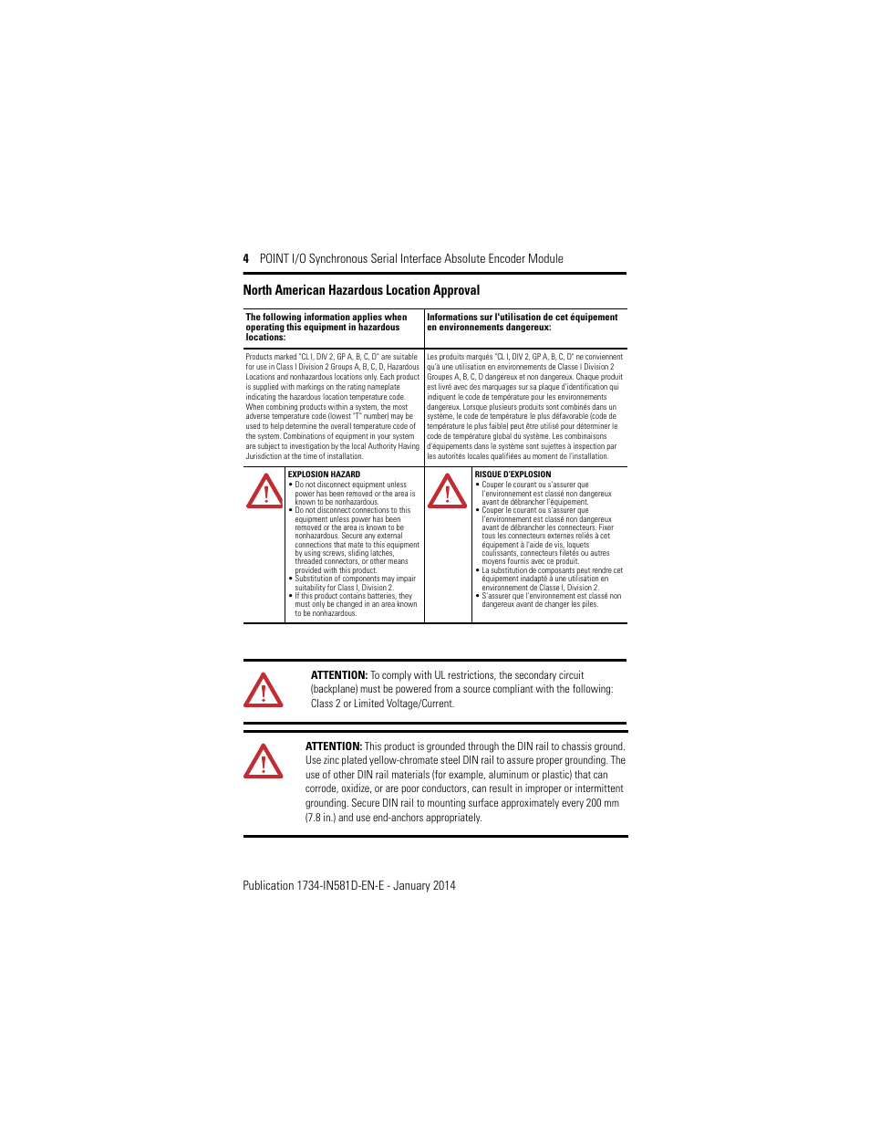 North american hazardous location approval | Rockwell Automation 1734-SSI POINT I/O Synchronous Serial Interface Encoder Module Installation Instructions User Manual | Page 4 / 20