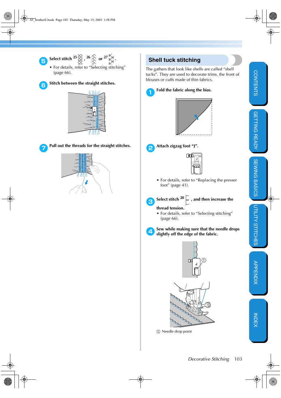 Shell tuck stitching | Brother CS-8150 User Manual | Page 109 / 141