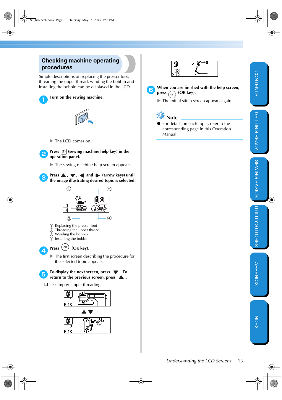 Checking machine operating procedures | Brother CS-8150 User Manual | Page 19 / 141