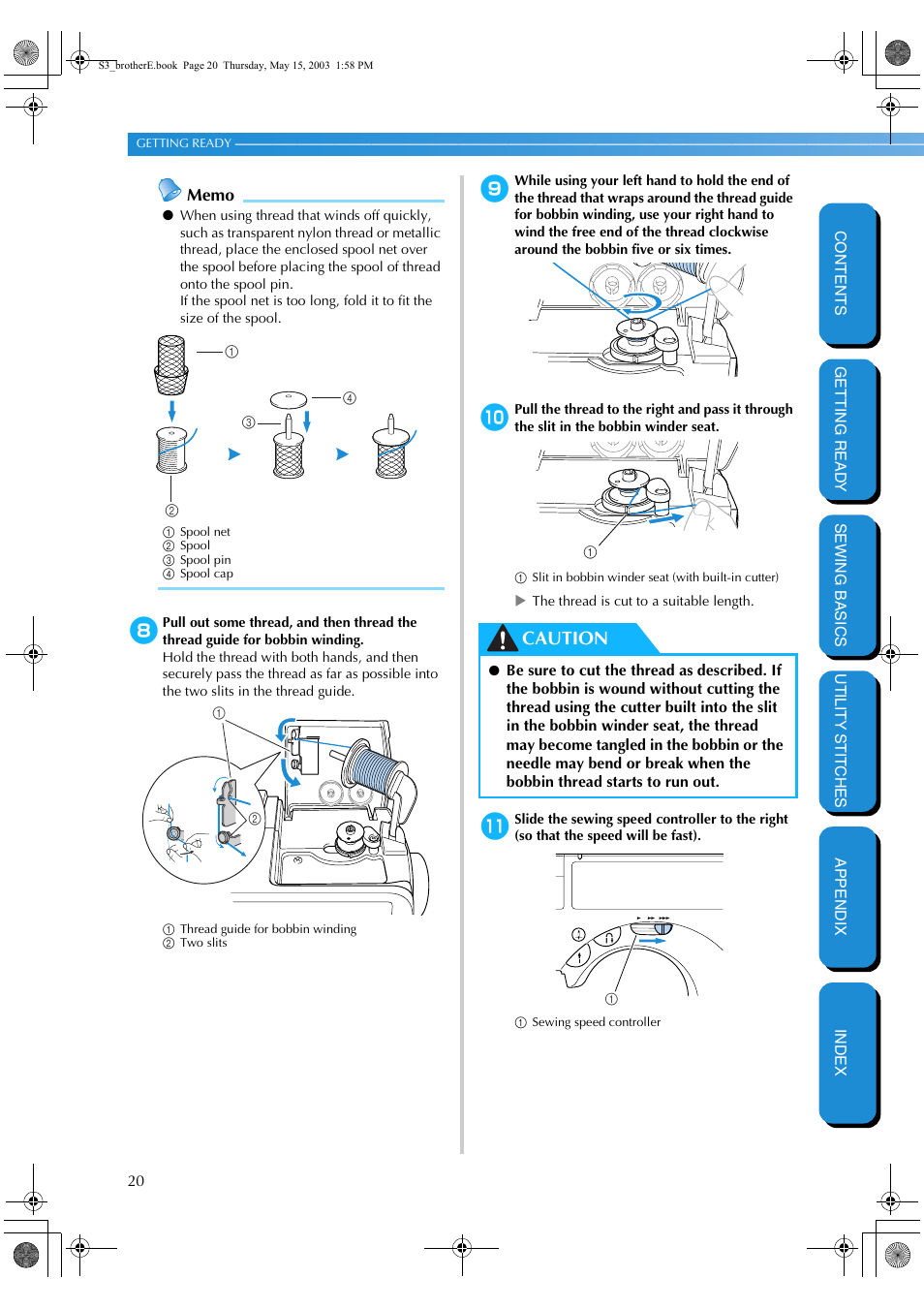 Caution | Brother CS-8150 User Manual | Page 26 / 141