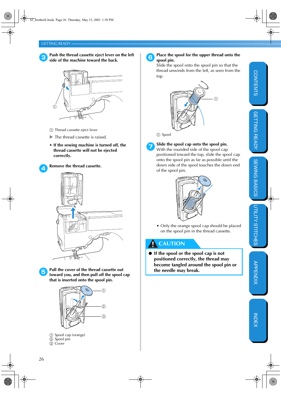 Caution | Brother CS-8150 User Manual | Page 32 / 141