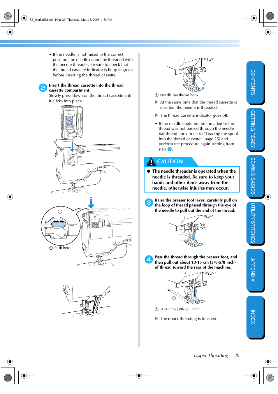 Caution | Brother CS-8150 User Manual | Page 35 / 141