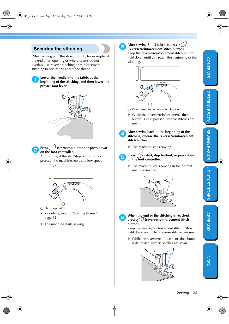 Securing the stitching | Brother CS-8150 User Manual | Page 59 / 141