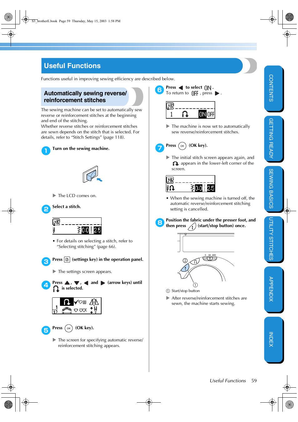 Useful functions | Brother CS-8150 User Manual | Page 65 / 141