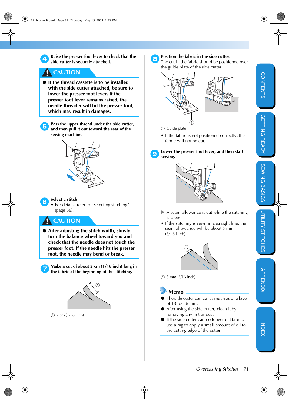 Caution | Brother CS-8150 User Manual | Page 77 / 141