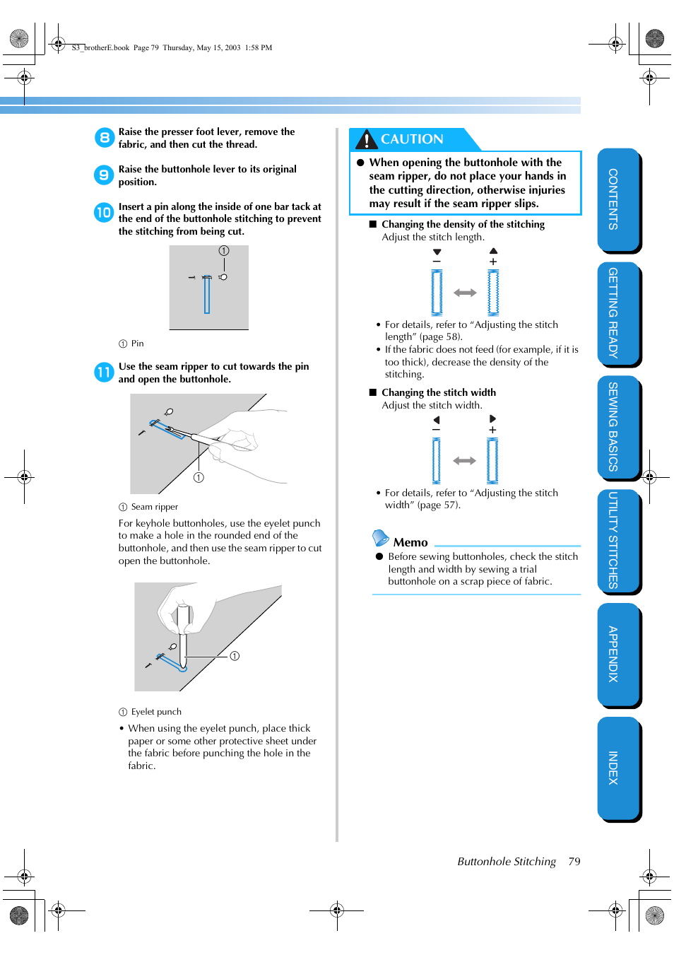 Caution | Brother CS-8150 User Manual | Page 85 / 141