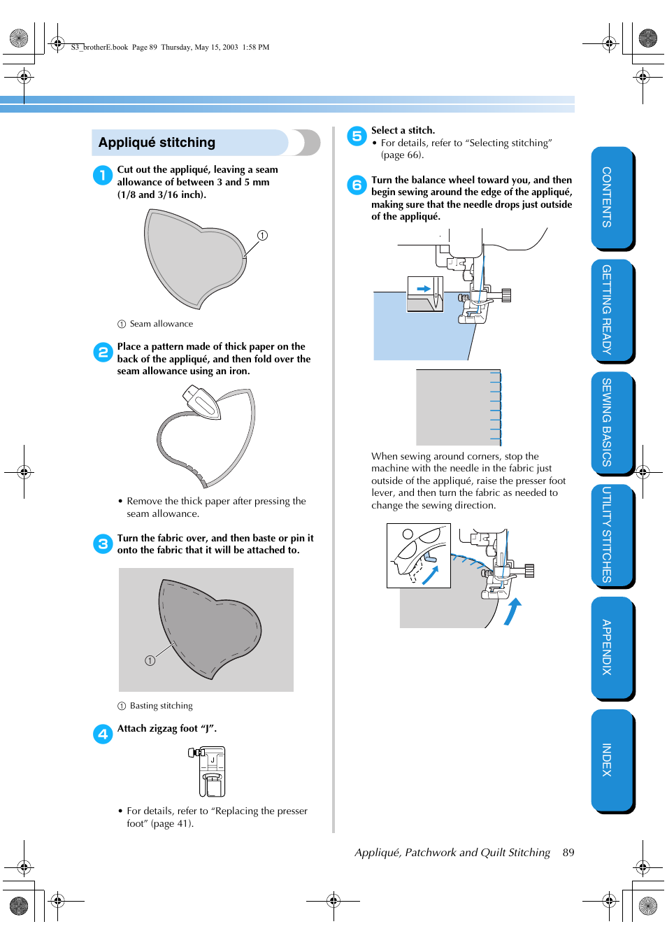 Appliqué stitching | Brother CS-8150 User Manual | Page 95 / 141