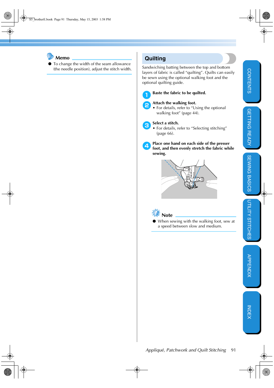 Quilting | Brother CS-8150 User Manual | Page 97 / 141