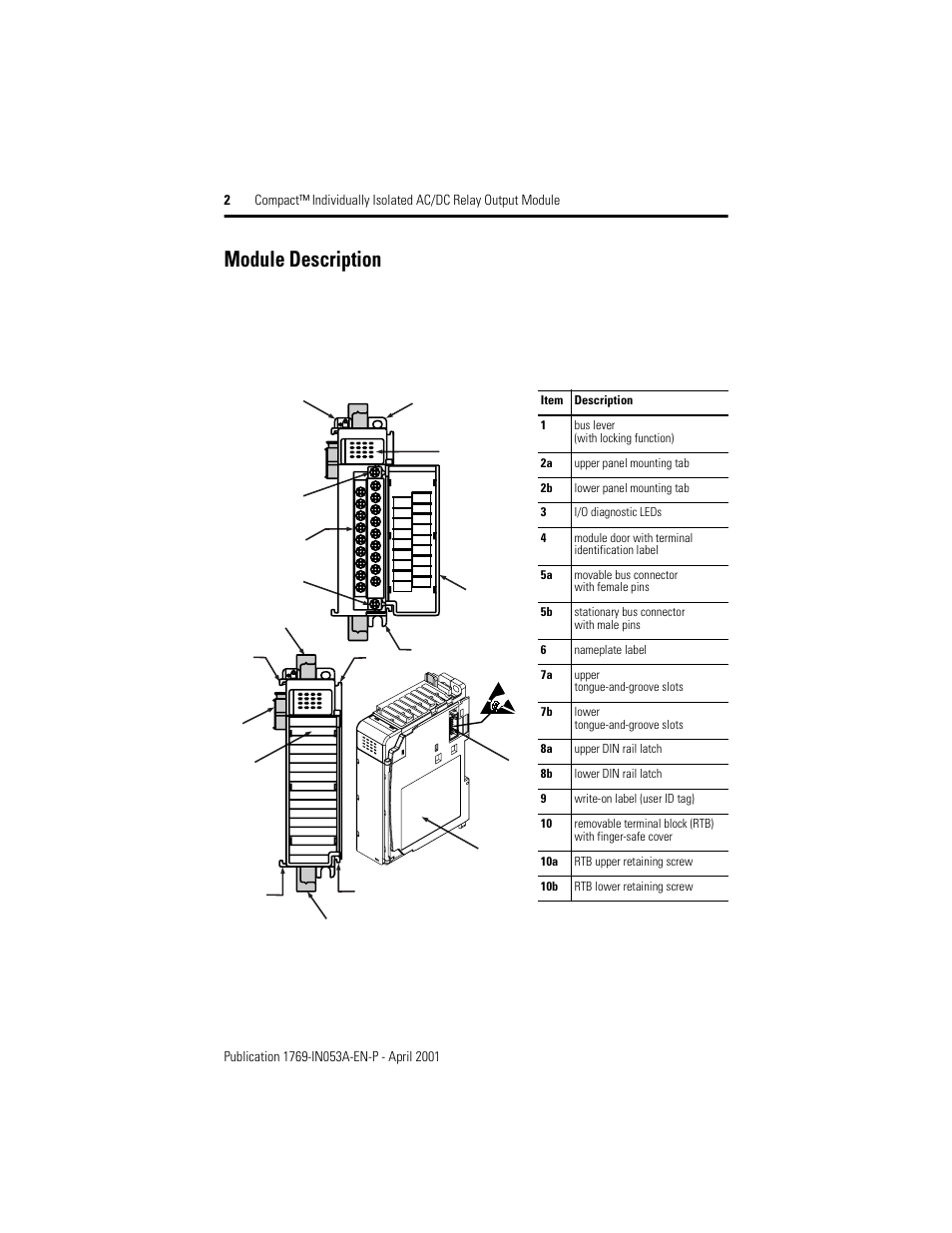 Module description | Rockwell Automation 1769-OW8I Compact Individually Isolated AC/DC Relay Output Module User Manual | Page 2 / 20