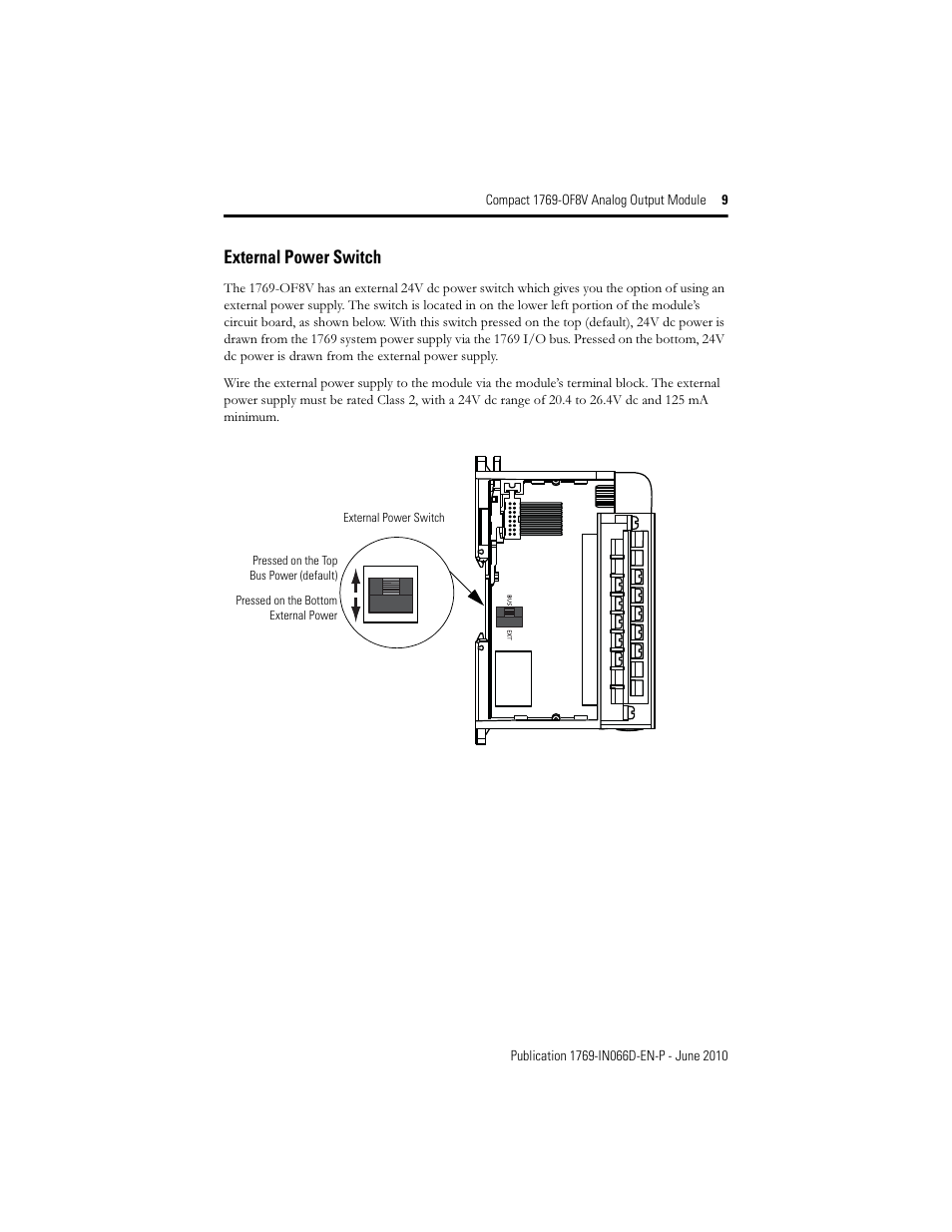 External power switch | Rockwell Automation 1769-OF8V Compact Analog Output Module User Manual | Page 9 / 32