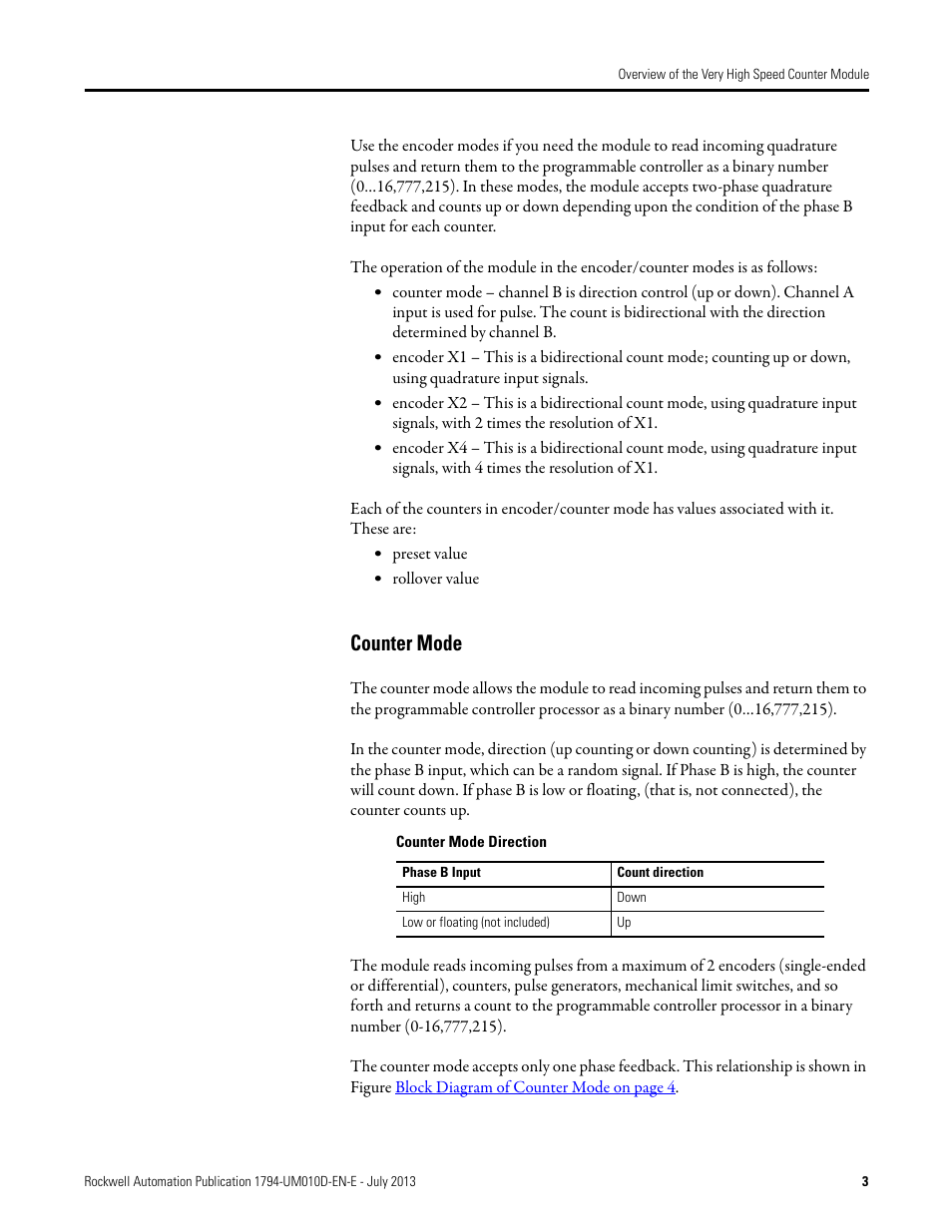 Counter mode | Rockwell Automation 1794-VHSC 1794 FLEX I/O Very High Speed Counter Module User Manual User Manual | Page 11 / 68